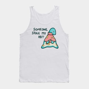 Sad Dino Artist, Someone stole my art, dinosaur Tank Top